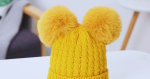 Custom Kids Pom Pom Beanie – Double Pom Knitted Winter Hat for Children