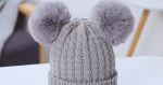 Custom Kids Pom Pom Beanie – Double Pom Knitted Winter Hat for Children