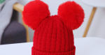 Custom Kids Pom Pom Beanie – Double Pom Knitted Winter Hat for Children