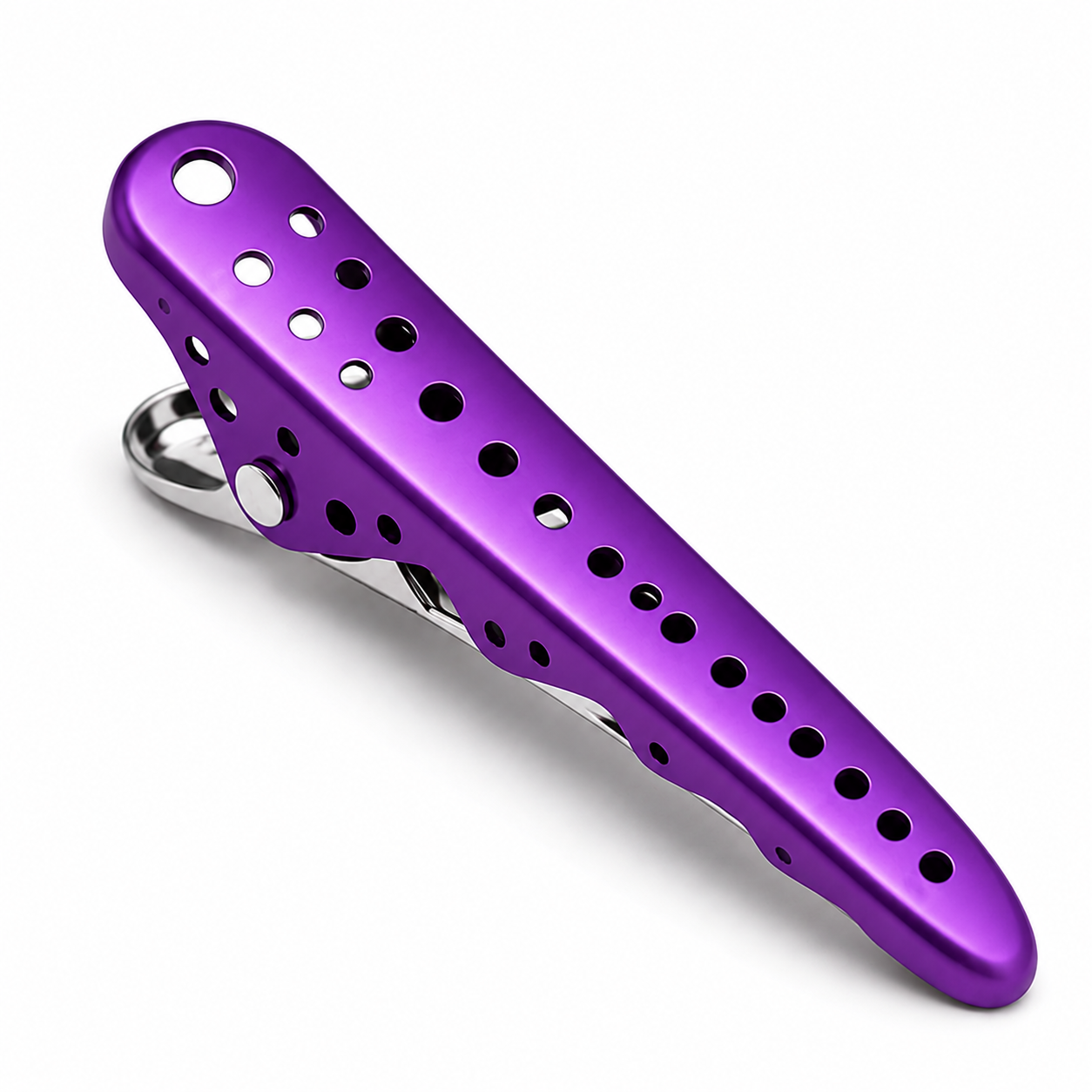 Professional Handmade Adjustable Durable Matte Shark Aluminum Hair Cut Partition Clip for Hairstylist Barber Styling – Salon Hair Sectioning Clip-Violet