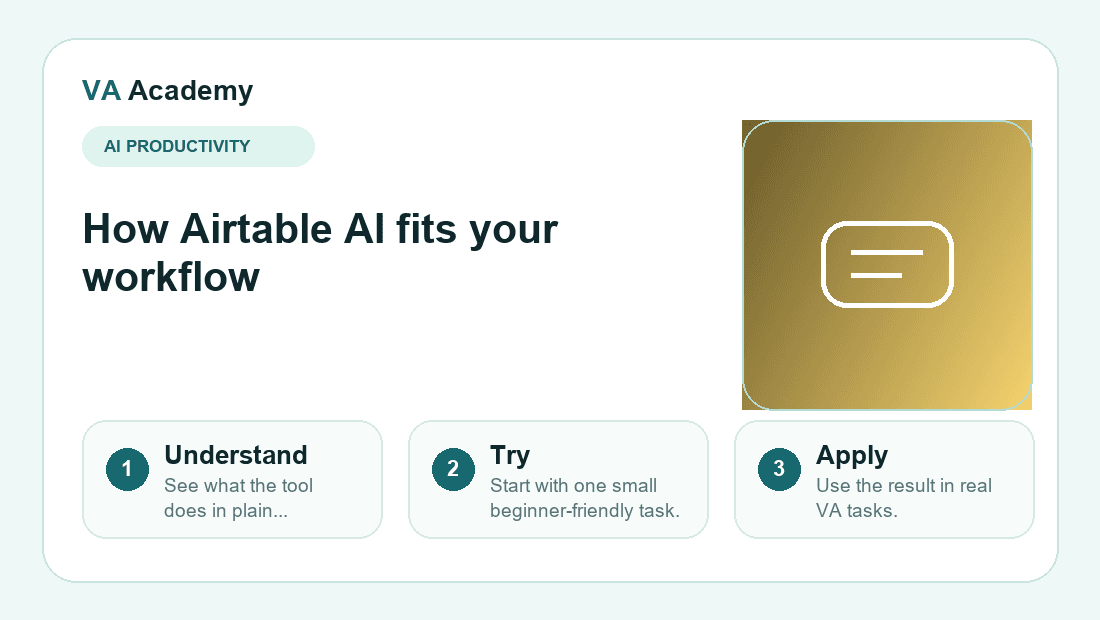 Airtable AI workflow explainer graphic for beginners