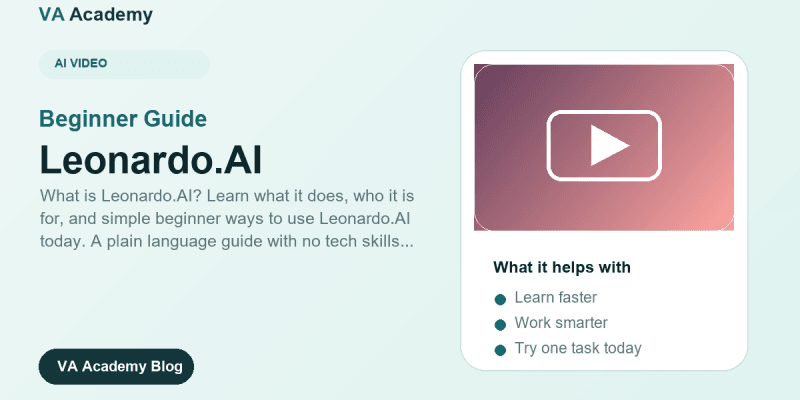 Leonardo.AI beginner guide featured image for VA Academy