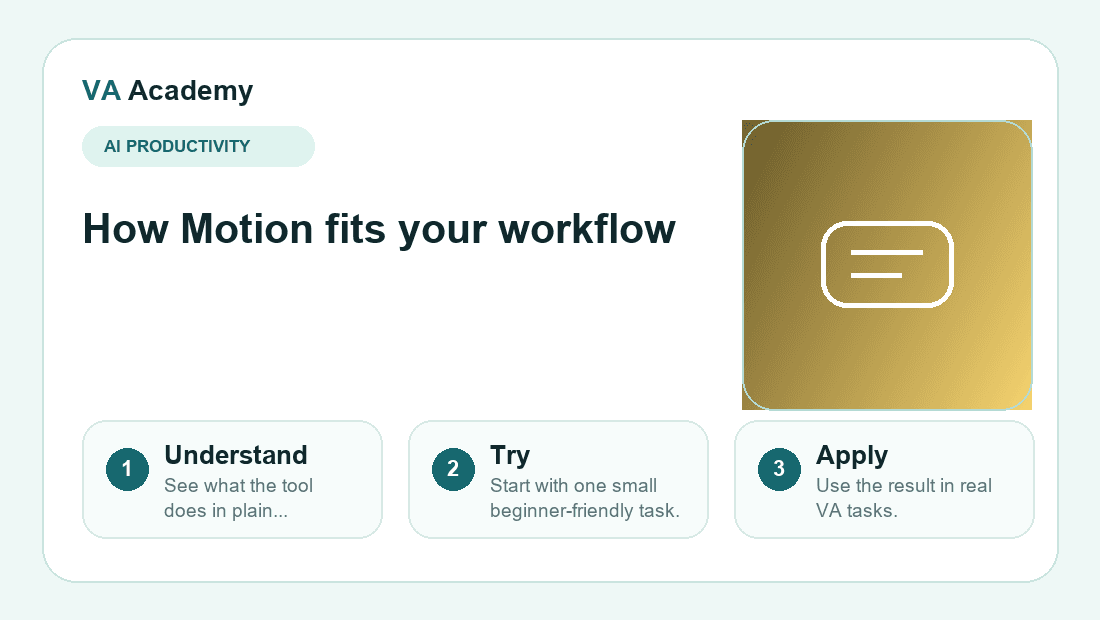Motion workflow explainer graphic for beginners