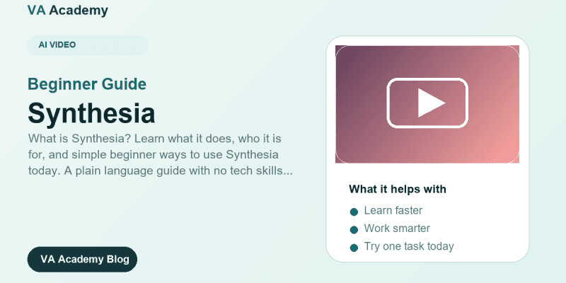 Synthesia beginner guide featured image for VA Academy