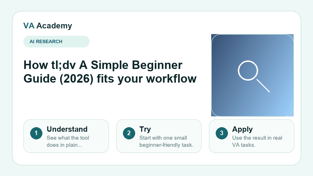 tl;dv A Simple Beginner Guide (2026) workflow explainer graphic for beginners